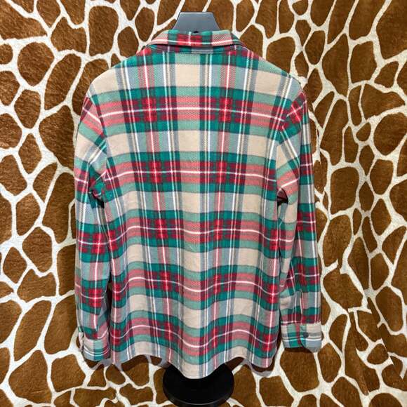 Riders by Lee Women's Large Green and Red Plaid Fleece Button Up Shirt - Picture 2 of 4
